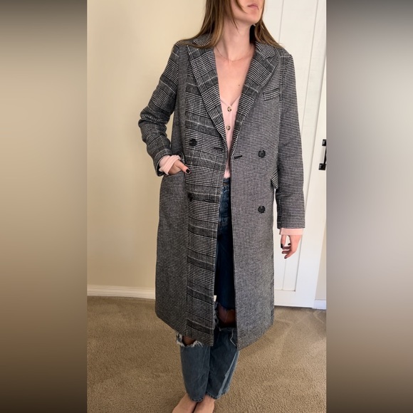 ASOS Black and White Houndstooth and Plaid Coat Size 4 - Picture 4 of 6